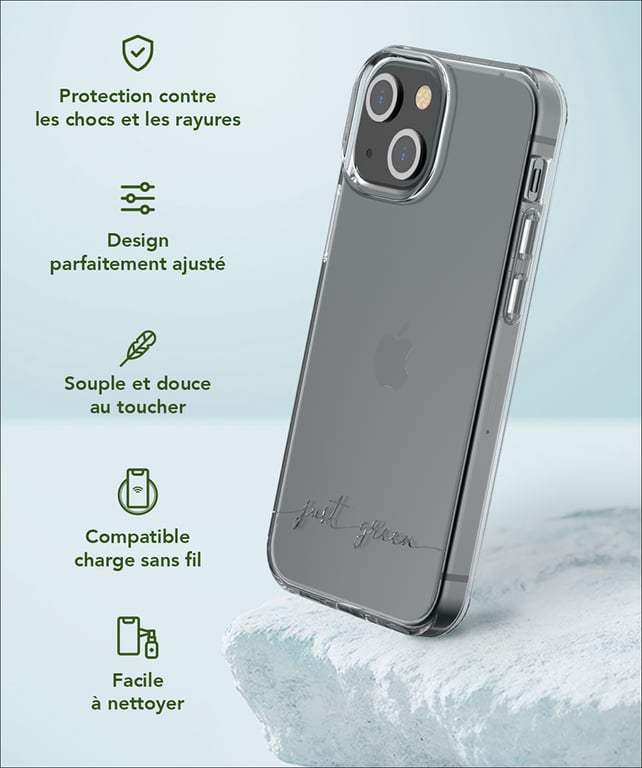 Coque iPhone 13 Infinia Transparente - 100% Plastique recyclé Just Green