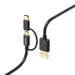 Cable micro USB 2 en 1 con adaptador USB Type-C, 1 m, negro