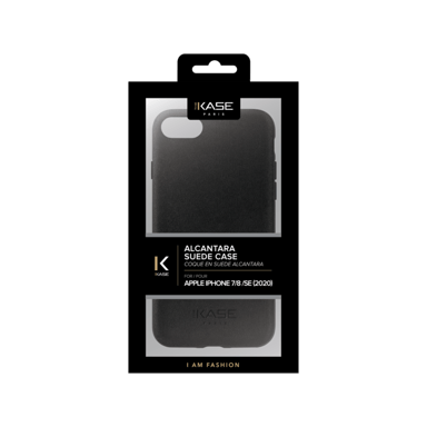 Coque en Suéde Alcantara pour Apple iPhone 7/8/SE 2020/SE 2022, Minuit Noir