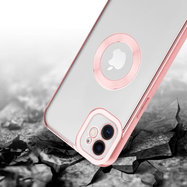 Coque pour Apple iPhone 12 en Transparent - Rose Housse de protection Étui en silicone TPU flexible avec application Chrome
