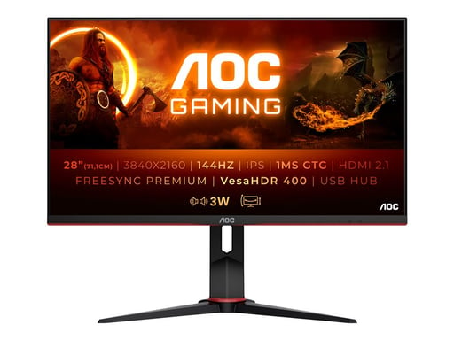 AOC G2 U28G2XU2/BK LED display 71,1 cm (28'') 3840 x 2160 pixels 4K Ultra HD Noir, Rouge