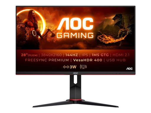 AOC G2 U28G2XU2/BK Display LED 71,1 cm (28'') 3840 x 2160 pixel 4K Ultra HD Nero, Rosso