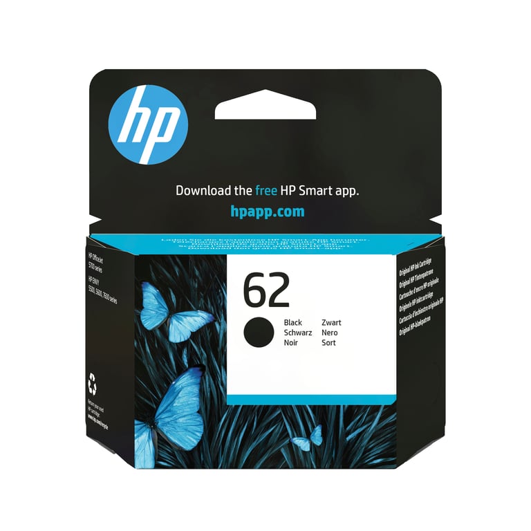 HP 62 - Noir - original - cartouche d'encre - pour ENVY 55XX, 56XX, 76XX, Officejet 200, 250, 57XX, 8040 - Neuf