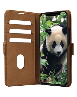 DBRAMANTE1928 Funda con cierre para iPhone 14 Pro en piel de Copenhague con tarjetero Marrón claro