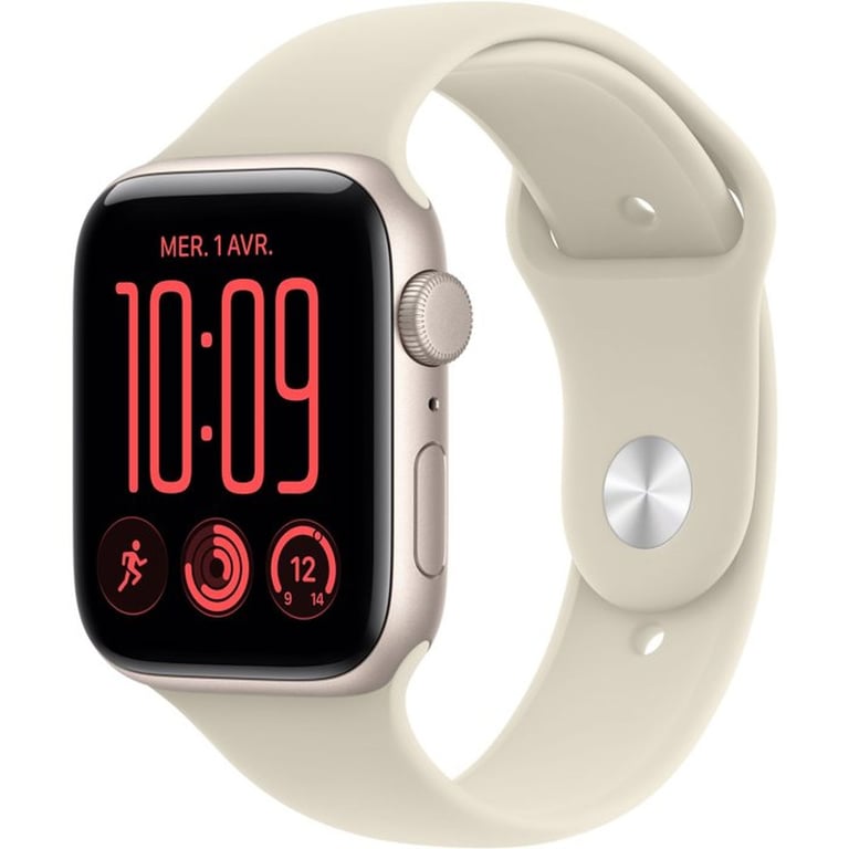 Apple Watch SE 3 GPS + Cellular 44mm Aluminium Starlight avec bracelet Sport S/M Sand - Neuf