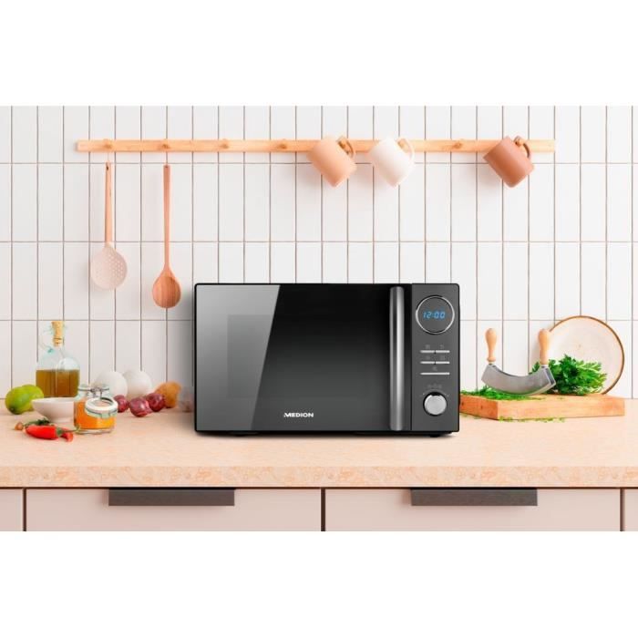 MEDION Micro onde 3en1 avec gril et air chaud combiné gril air chaud 10 programmes automatiques 5 niveaux de puissance mode décongeler design miroir MD11493 - vue 2