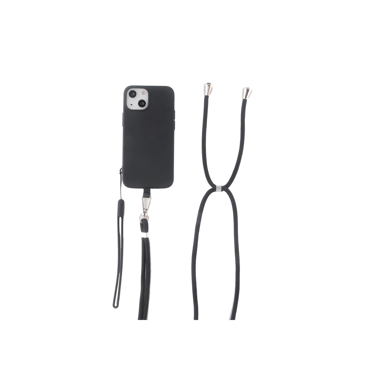 JAYM - Custodia in silicone nero per Apple iPhone 14 Pro Max - Collo e cinturino inclusi - Fodera 100% microfibra