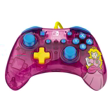 PDP Rock Candy: Bubblegum Peach Rose, Translucide USB Manette de jeu Analogique/Numérique Nintendo Switch, Nintendo Switch Lite, Nintendo Switch OLED