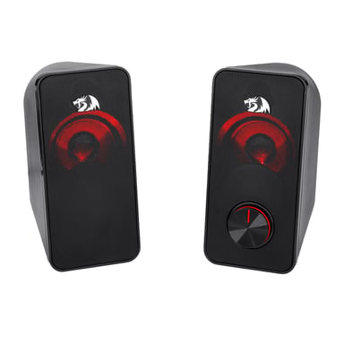 Redragon STENTOR (GS500) altoparlante stereo 2.0 per PC con retroilluminazione rossa, alimentazione USB e jack da 3,5 mm