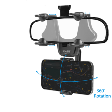Supporto per smartphone per specchietto retrovisore, nero