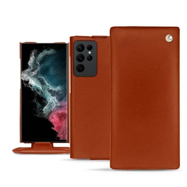 Housse cuir Samsung Galaxy S22 Ultra -  - Orange - Cuir vegan
