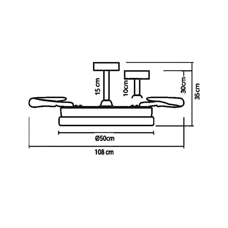Ventilateur de plafond Homcom Kioto 4 pales retractables LED 108 cm - vue 7
