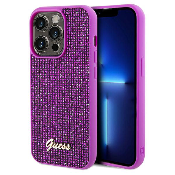 Étui Guess Disco Metal Script pour iPhone 14 Pro, couleur fuchsia - Neuf