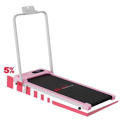 Cinta de correr T7 con pasamanos, velocidad 1-6 km/h, inclinación manual del 5% - Rosa