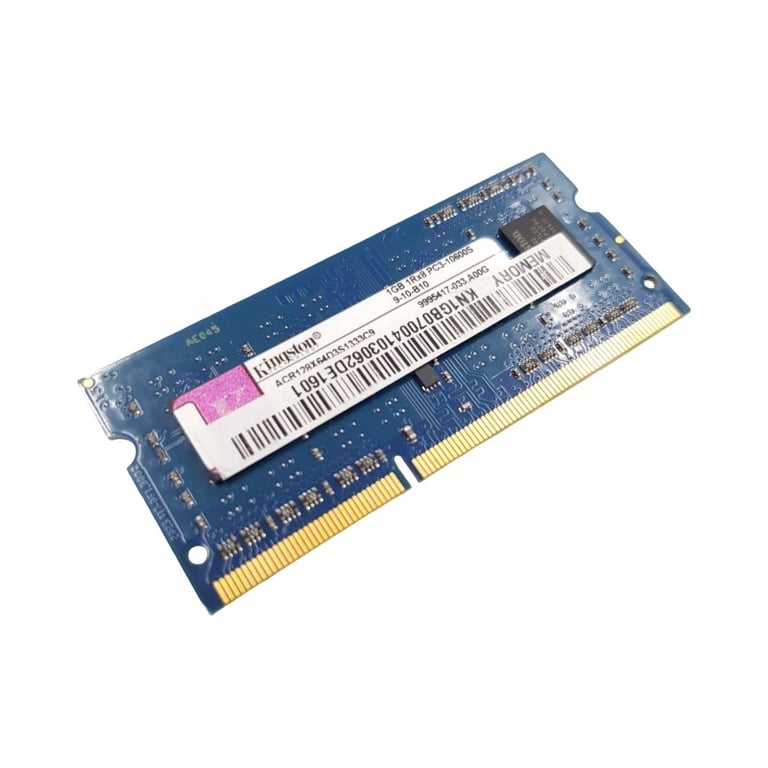 Barrette Mémoire 1Go RAM DDR3 Kingston ACR128X64D3S1333C9 SO DIMM PC3 1333MHz 1Rx8 - vue 3