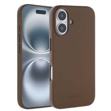 Accezz Coque arrière en cuir avec MagSafe pour Apple iPhone 16 - Marron café