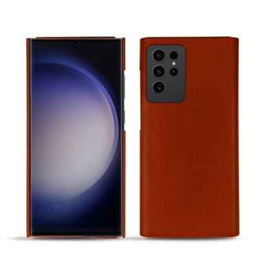 Coque cuir Samsung Galaxy S23 Ultra -  - Orange - Cuir vegan