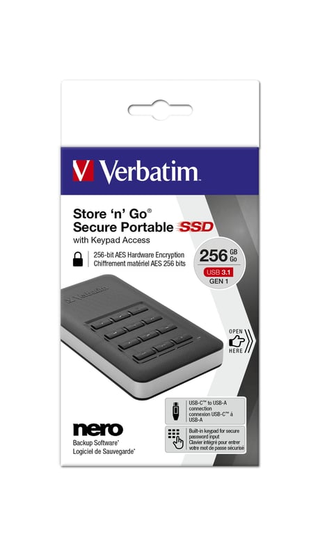 Verbatim Disque portable SSD Store ?n? Go avec accès par clavier Neuf - vue 2