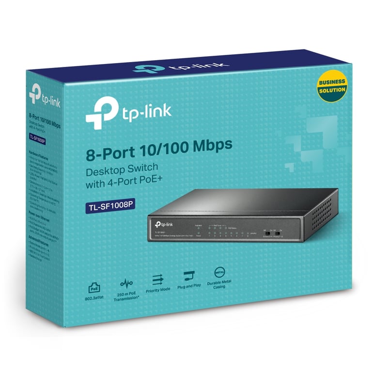 TP-Link TL-SF1008P No administrado Fast Ethernet (10/100) Energía sobre Ethernet (PoE) Negro