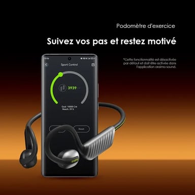 oraimo OpenCirclet 2 – Casque Bluetooth open-ear IPX5, autonomie 16h, pédomètre intégré, son Bass-Boost stéréo