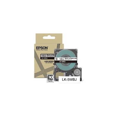 Cartouche d encre Epson LK 5WBJ pour LabelWorks LW C410 et LW C610 Noir sur Blanc mat
