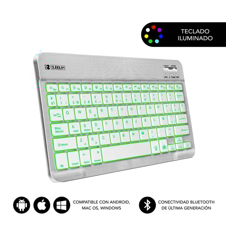 SUBBLIM TECLADO SMART BACKLIT BLUETOOTH QWERTY Espagnole Neuf - vue 4