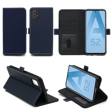 Custodia blu per Samsung Galaxy A52 4G / A52 5G / A52s Custodia protettiva blu Flap portafoglio con porta carte e guscio interno XEPTIO