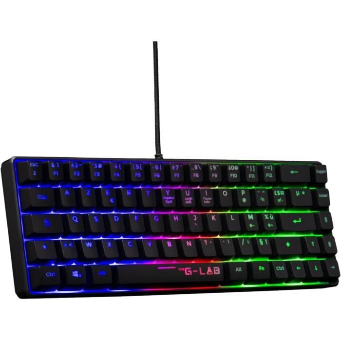 Clavier Gamer - KEYZ HYDROGEN - 60% Format Compact - Rétroéclairé - Filaire - Noir - Neuf
