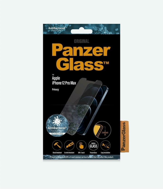 Protecteur en verre trempé antibactérien Panzer Glass noir pour