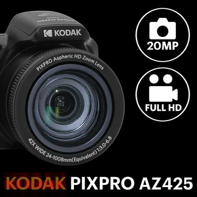 KODAK Digital Pack Bridge Pixpro Astro Zoom AZ425 + Tarjeta Kodak Ultra High Speed U1 32GB SDHC - Cámara , Zoom 42X, Gran angular, 20 megapíxeles, LCD 3, Vídeo Full HD 1080p, Batería Li-ion - Negro