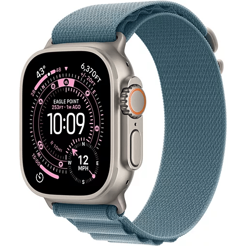 Watch Ultra 3 (2025) GPS + Cellular Boitier de 49mm en Titane Naturel avec Boucle Alpine, Bleu - M - Très bon état