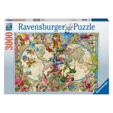 Puzzle 3000 piezas - Mapa de la Fauna y Flora de los Cinco Continentes