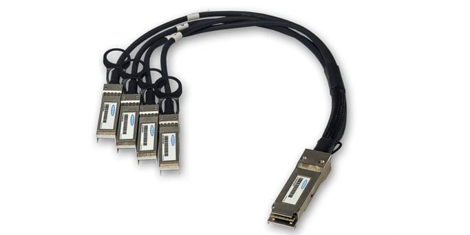 Origin Storage MC2609130-003-OS Cable de fibra óptica e InfiniBand 3 m QSFP+ 4x SFP+ DAC Negro