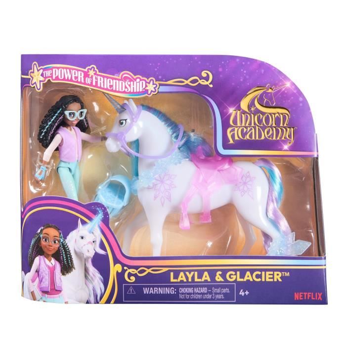 Figurines Layla + Glacier - 5 accessoires inclus - des 4 ans - L'École des Licornes - Neuf