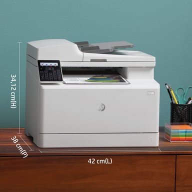 Stampante multifunzione HP Color LaserJet Pro M183fw, stampa, copia, scansione, fax, alimentatore automatico di documenti da 35 fogli; efficienza energetica; sicurezza migliorata; Wi-Fi a doppia banda