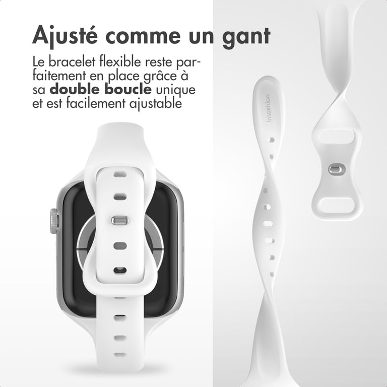 imoshion Bracelet slim en silicone pour Apple Watch | 38/40/41/42 mm - Blanc - Neuf