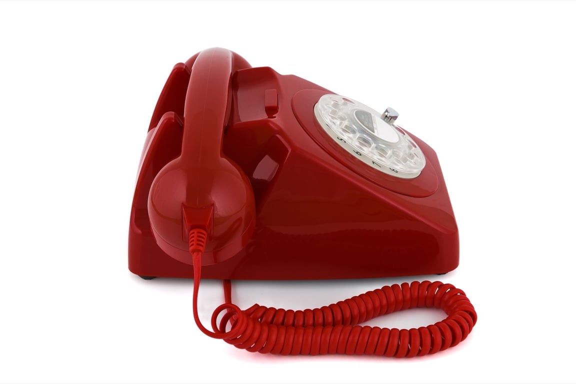 GPO 746 Rotary Téléphone à Cadran – Téléphone Fixe Vintage, Design rétro britannique iconique -Rouge - Neuf