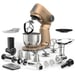 Robot pâtissier SENCOR STM 7630RS Gordon 1500 W, bol inox 5,5 L, hachoir à viande, trancheuse/râpe 4 cônes, machine à biscuits, beige/champagne