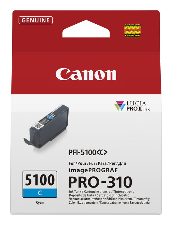 Canon PFI 5100 C 14.4 ml cyan original boîte de suspension réservoir d'encre pour imagePROGRAF PRO 310 - vue 3