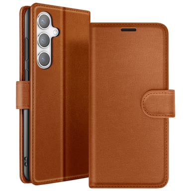 Étui Portefeuille pour Galaxy S24 Plus avec Support et Languette Magnétique Marron