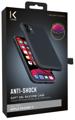 Guscio in morbido silicone gel antiurto per Apple iPhone 11, nero satinato