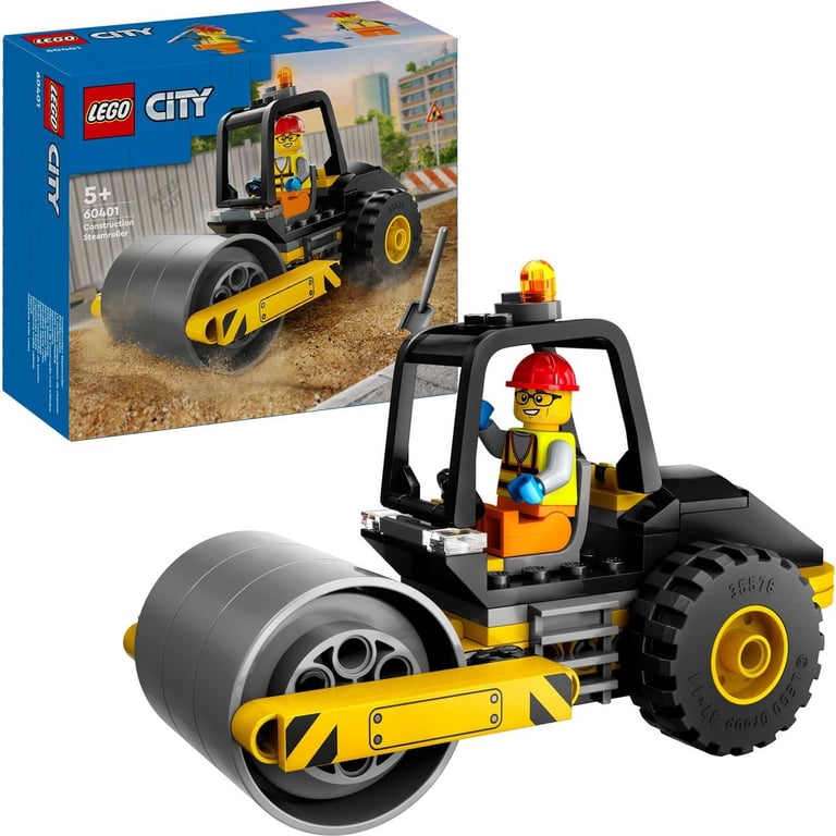 Rouleau Compresseur de Chantier LEGO City 60401 - Construction Amusante pour Enfants - Neuf