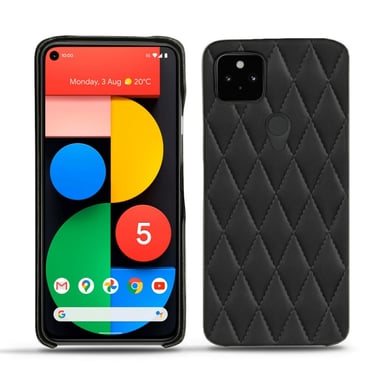 Coque cuir Google Pixel 5 -  - Noir - Cuir lisse couture