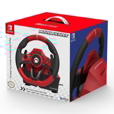 Hori Mario Kart Racing Wheel Pro Deluxe Noir, Rouge USB Volant + pédales Analogique Nintendo Switch