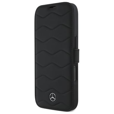 Custodia Mercedes per iPhone 16 Pro Max 6,9'' nero Custodia rigida MB Waves Leather