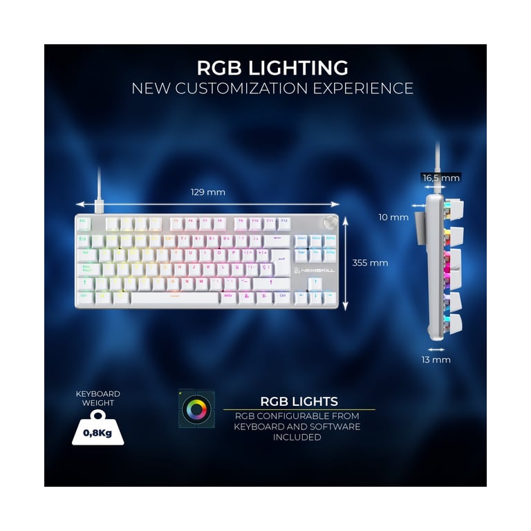 Clavier Gaming Mécanique Newskill Serike TKL V2 Noir | Switch Red Hotswap | RGB | Châssis Aluminium - Neuf