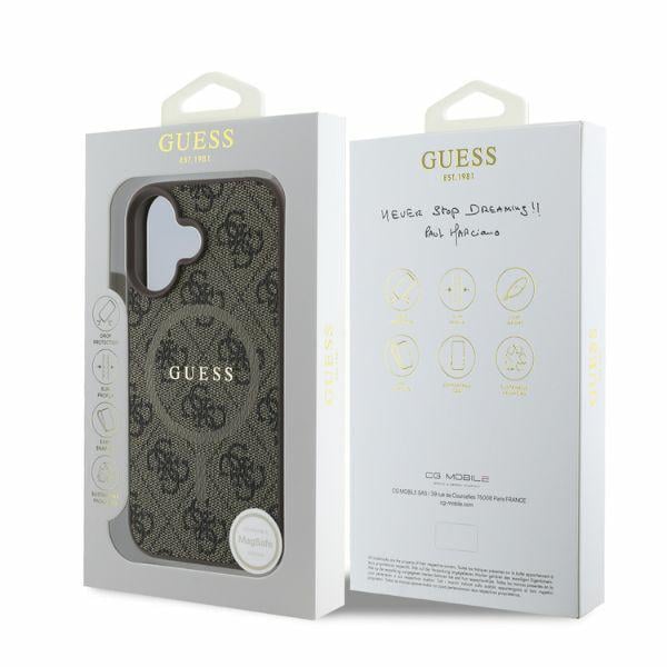 Coque pour iPhone 16 Guess 4G Ring Classic Classic Logo MagSafe GUHMP16SG4GFRW - vue 3