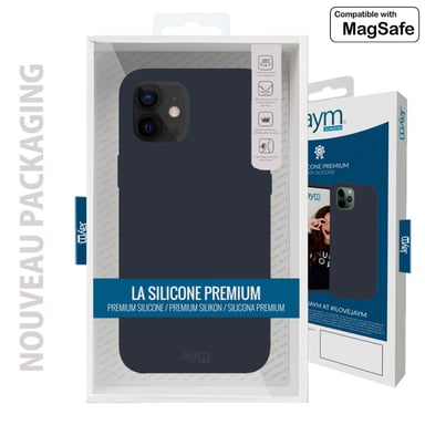 Funda de silicona premium azul para Apple iPhone 14 Plus -100% silicona y microfibra - Compatible con Magsafe - Reforzada y ultra suave