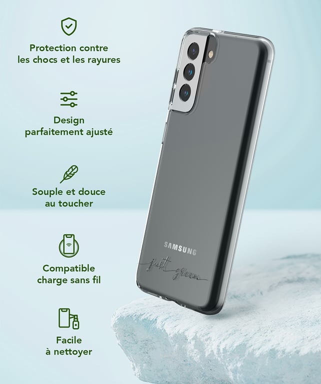 Coque Samsung G S21+ 5G Infinia Transparente - 100 % Recyclable Just Green