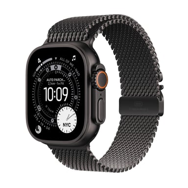 Watch Ultra 3 (2025) GPS + 5G, Boitier de 49 mm en Titane Noir avec bracelet milanais en Titane Noir, M
